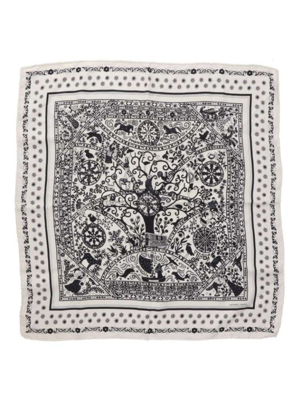 Hermes Carre 55 Peuple du Vent People of the Wind Silk Scarf 55